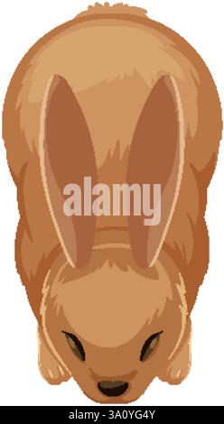 Illustration eines Kaninchens aus einer Top-Perspektive Stock Vektor