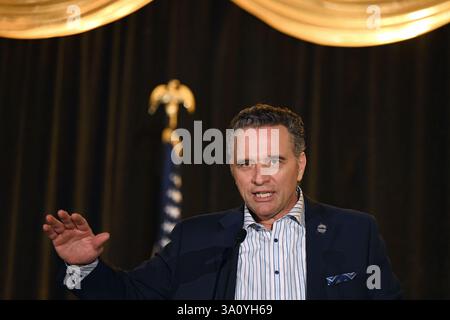 OVERLAND PARK, KANSAS, USA - 27. FEBRUAR 2025 Präsident des Senats von Kansas TY Masterson beim Kansas GOP Dinner „Celebrating the Golden Age“ Stockfoto