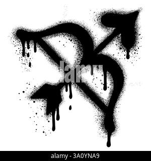 Graffiti-Spray lackierte Schleife mit Pfeil. Hochzeits- und valentinstag-Konzept. Stock Vektor