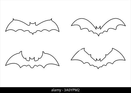 Bat eine durchgehende einzelne Linie Zeichnung für Halloween lineare minimalistische Design Vektor Illustration Stock Vektor