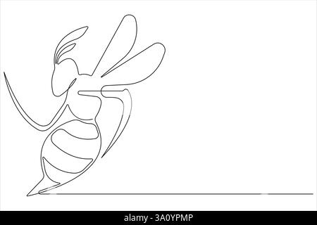 Kontinuierliche einzeilige Kunstzeichnung der Honigbienen-Kunst-Konzeptillustration für Honigbiene einfacher Linienvektor Stock Vektor