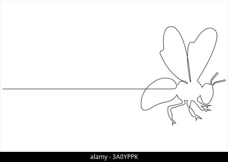 Kontinuierliche einzeilige Kunstzeichnung der Honigbienen-Kunst-Konzeptillustration für Honigbiene einfacher Linienvektor Stock Vektor