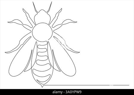 Kontinuierliche einzeilige Kunstzeichnung der Honigbienen-Kunst-Konzeptillustration für Honigbiene einfacher Linienvektor Stock Vektor