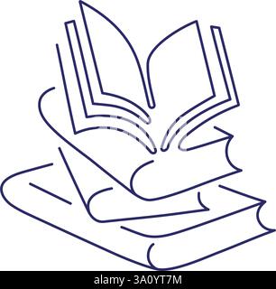 Buch mit fliegenden Seiten öffnen. Vektor-Illustration, Bildungsbedarf zurück zur Schule Thema. Bearbeitbare Kontur. Bildsymbol auf weißem Hintergrund isoliert Stock Vektor