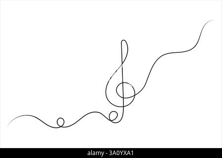 Musiknotizen eine Linienzeichnung und ein Symbol für isolierte, durchgehende Konturvektorgrafik Stock Vektor