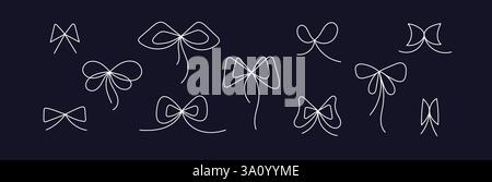 Set mit Fliegenbindern. Feiern und feiern. Herrenmode. Minimaler Satz. Konturband im Skizzenstil. Handgezeichneter, bearbeitbarer Strich mit Doodle. Vektor erfassen Stock Vektor