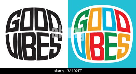 GUTE ATMOSPHÄRE. Modernes, stilvolles handgezeichnetes Schriftset. Zitiert Typografie-Schriftzug. Vektorbeschriftung Design Illustration für Web, T-Shirt, Medien, andere Grap Stock Vektor