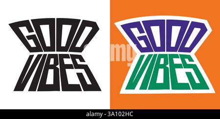 GUTE ATMOSPHÄRE. Modernes, stilvolles handgezeichnetes Schriftset. Zitiert Typografie-Schriftzug. Vektorbeschriftung Design Illustration für Web, T-Shirt, Medien, andere Grap Stock Vektor