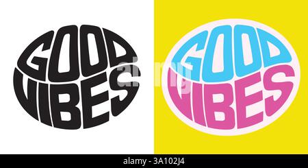 GUTE ATMOSPHÄRE. Modernes, stilvolles handgezeichnetes Schriftset. Zitiert Typografie-Schriftzug. Vektorbeschriftung Design Illustration für Web, T-Shirt, Medien, andere Grap Stock Vektor