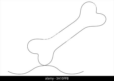 Vektor-Illustration des Konzepts der kontinuierlichen einzeiligen Zeichnung des Hundeknochens Stock Vektor