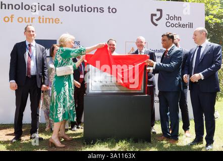 Neu-Delhi, Indien. März 2025. Francois Michel, CEO John Cockerill, Prinzessin Astrid von Belgien, Vize-Premierminister und Außenminister Maxime Prevot und belgischer Botschafter in Indien Didier Vanderhasselt bei einem Besuch des Standorts John Cockerill Indien in Taloja, Indien, am Donnerstag, den 6. März 2025, am fünften Tag der belgischen Wirtschaftsmission in Indien. Die belgische Wirtschaftsmission in Indien findet vom 1. Bis 8. März 2025 statt. BELGA FOTO BENOIT DOPPAGNE Credit: Belga News Agency/Alamy Live News Stockfoto