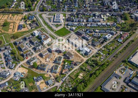 Aus der Vogelperspektive, neuseeländischer Goch Wohnkomplex Wohnsiedlung und Neubau, Verkehrskreis, Goch, Niederrhein, Nordrhein-WE Stockfoto