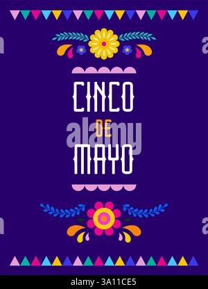 Cinco de Mayo farbenfrohes, auffälliges Design in leuchtenden Farben. Mexikanische Elemente Fiesta und mexikanische Symbole. Vektorillustrationen und Konzeptbanner Stock Vektor