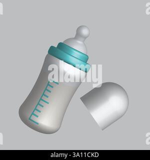 Nurturing Beginnings – Babyflaschenkonzept, Babymilchflasche. Ernährung im Kunststoffbehälter eines Neugeborenen. Stock Vektor