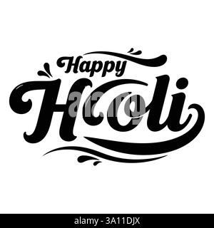 Happy Holi Typografie mit weißem Hintergrund Stock Vektor