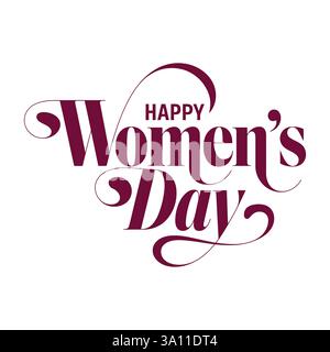 Happy Women's Day ein einfaches Typografie-Design mit weißem Hintergrund Stock Vektor