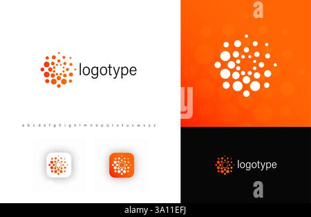 Abstraktes kreisförmiges Logo, das Konnektivität, Innovation und digitale Transformation symbolisiert. Ideal für Technologie-, Biotechnologie-, Medien- und datengesteuerte Anwendungen Stock Vektor