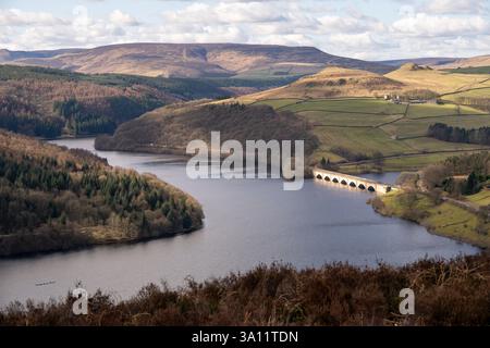 Blick von Bamford Edge an einem sonnigen Tag Stockfoto