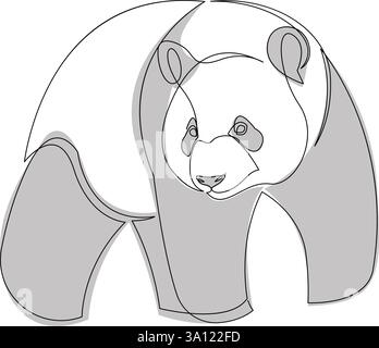 Eine durchgehende Linienzeichnung von Walking Panda für die Identität des Firmenlogos. Trendiges, einzeiliges gezeichnetes Tier. Vektorgrafik-Design-Illustration Stock Vektor