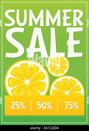 Minimalistischer Sommerverkauf Flyer Design Flache Vektor-Illustration. Stock Vektor