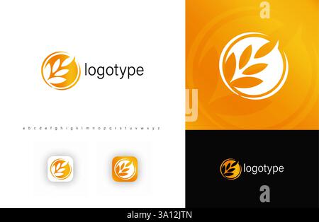 Goldenes Weizenemblem im kreisförmigen Rahmen für Landwirtschaft, Ernte und ökologische Lebensmittelproduktion. Geeignet für landwirtschaftliche Betriebe, Agrarwirtschaft, umweltfreundlich Stock Vektor