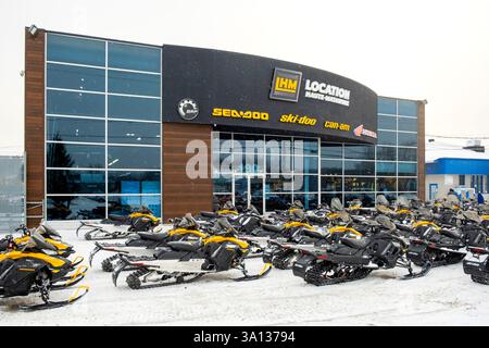 Kanada, Provinz Québec, Saint Michel des Saints, Schneemobilverleih Stockfoto