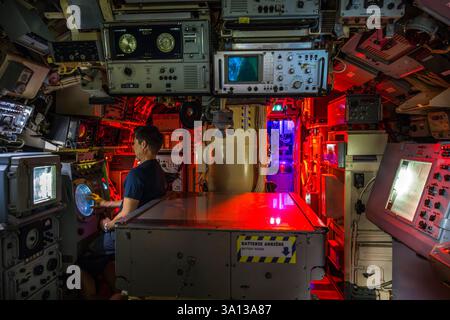 Frankreich, Morbihan, Lorient, Lorient La Base, ehemalige U-Boot-Basis, die von den Deutschen während des Zweiten Weltkriegs gebaut wurde, U-Boot Flore S645, das von 1964 bis 1989 in Betrieb war, und sein Museum Stockfoto