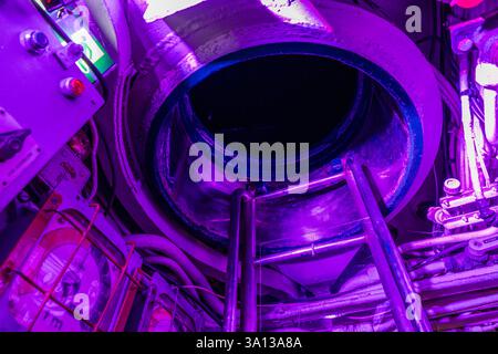 Frankreich, Morbihan, Lorient, Lorient La Base, ehemalige U-Boot-Basis, die von den Deutschen während des Zweiten Weltkriegs gebaut wurde, U-Boot Flore S645, das von 1964 bis 1989 in Betrieb war, und sein Museum Stockfoto