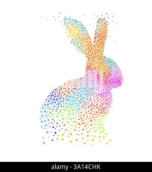 Frohe Ostern. Farbiger Häschen. Handgezeichnet. Nicht AI, Vektorillustration Stock Vektor