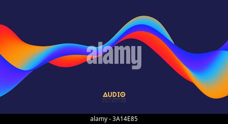 Abstrakter Hintergrund der Gradienten-Schallwelle. Farbenfrohe Musikwelle. Vektor-Spritzer mit lebendiger Flüssigkeit. Stock Vektor