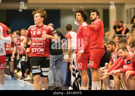 Odense, Dänemark. März 2025. Ali Zein (90) von Dinamo Bucuresti, der während des EHF Champions League-Spiels zwischen Fredericia Handball und Dinamo Bucuresti in der Jyske Bank Arena in Odense gesehen wurde. Quelle: Gonzales Photo/Alamy Live News Stockfoto