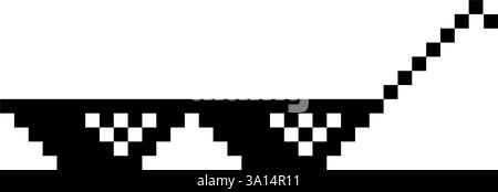 Lustige Pixelige Sonnenbrille. Einfache lineare Logo-Illustration einer 8-Bit-Boss-Brille mit schwarzem Pixel. Kunstgläser des Thug Life Meme - isoliert auf weißem Hintergrund Stock Vektor