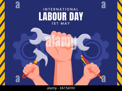 International Workers Solidarity Day Social Media Hintergrund mit flacher Illustration Stock Vektor
