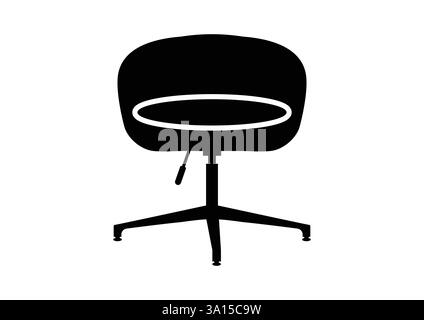 Bürostuhl Silhouette Icon – Schwarzes Drehstuhl Symbol für Arbeitsbereich und Ergonomie Stock Vektor