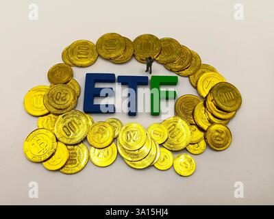SUQIAN, CHINA - 7. MÄRZ 2025 - Abbildung ETF, Suqian, Provinz Jiangsu, China, 7. März 2025. Stockfoto
