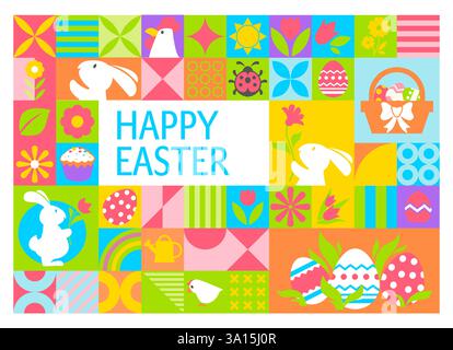 Farbenfroher Osterflickwerk Kompositionsvektor Stock Vektor