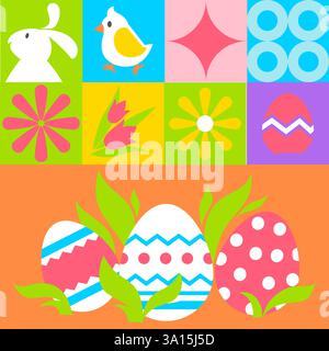 Farbenfrohe Ostern Flickwerk Design Vektor Stock Vektor