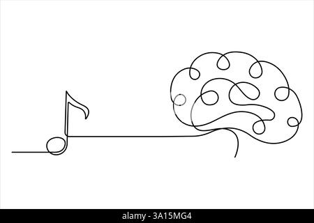 Menschliches Gehirn durchgehende Einzeilenzeichnung von Kunstvektorillustration und Intelligenz-Umrisskonzept Stock Vektor