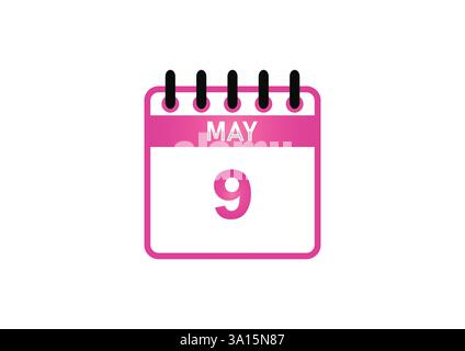 Kalendersymbol Für 9. Mai – Ereigniserinnerung, Wichtiges Datum, Planer Stock Vektor
