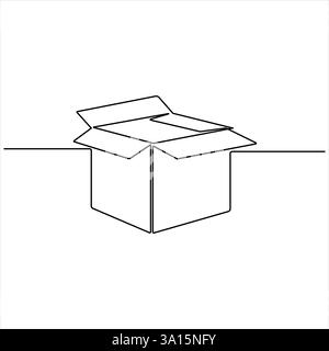 Durchgehender Kasten, einzeilige Zeichnung, Umrissvektor, Illustrationsstil Stock Vektor
