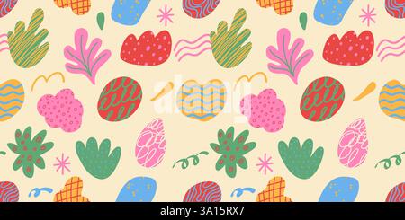 Handgezeichnetes nahtloses Muster mit abstrakten Formen und organischen Formen. Moderne Vektorillustration Stock Vektor