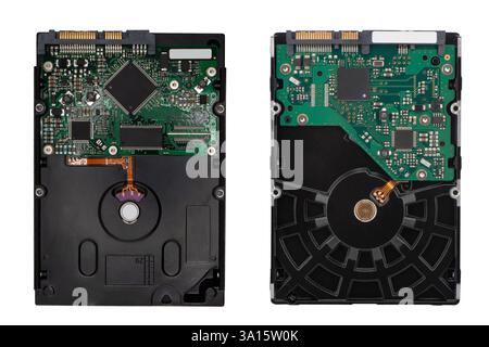 Festplatte isoliert auf weißem Hintergrund. Festplatte des Computers. Computerspeicher. Stockfoto