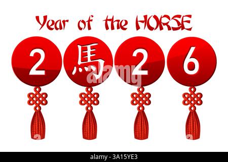 Jahr des Pferdes 2026, chinesischer Happy New Year Hintergrund Stock Vektor