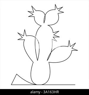 Durchgehende einzeilige Kunstzeichnung Kaktus Kritzelvektor und Kaktuspflanzen umreißen minimalistisches Designelement Stock Vektor