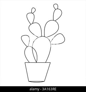 Durchgehende einzeilige Kunstzeichnung Kaktus Kritzelvektor und Kaktuspflanzen umreißen minimalistisches Designelement Stock Vektor