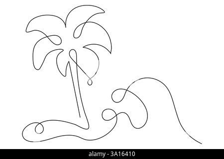 Palme durchgehende einzeilige Kunstvektor-Illustration Stock Vektor