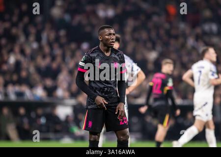 Kopenhagen, Dänemark. März 2025. Moises Caicedo (25) von Chelsea FC wurde während des Spiels der UEFA Conference League zwischen dem FC Kopenhagen und Chelsea FC in Parken in Kopenhagen gesehen. Quelle: Gonzales Photo/Alamy Live News Stockfoto