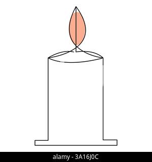 Ununterbrochene Kerze brennt Feuer zeichnende Kunst durch eine Linie Vektor Illustration Minimalismus Design Stock Vektor