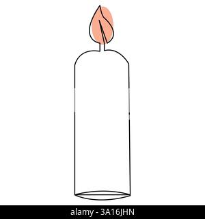 Ununterbrochene Kerze brennt Feuer zeichnende Kunst durch eine Linie Vektor Illustration Minimalismus Design Stock Vektor