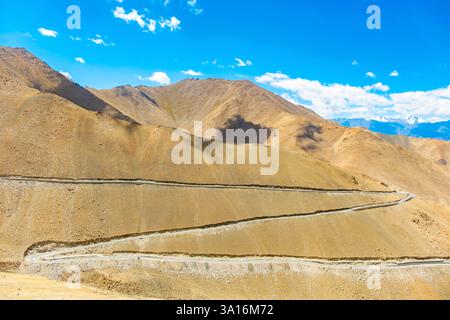 Indien, Ladakh State, Trans-Himalaya, Motorradtour auf Royal enfield zwischen Leh und Pangong TSO Lake (Pangong Lake Road), Sakti Valley Stockfoto